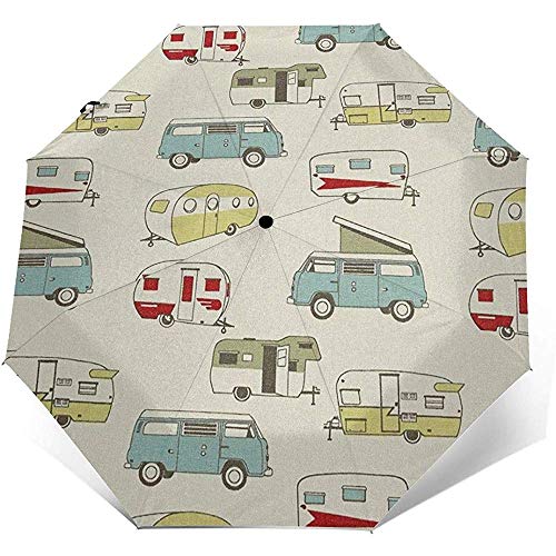 Vintage Formica Xmas Travel Umbrella Sombrilla de Sol-Ligero a Prueba de Viento Protector Solar Sombrilla-Botón de Apertura y Cierre automático