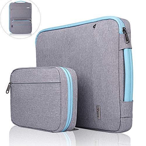 Voova 14 15 15.6 Pulgadas Funda Portátil con Bolsillo de Accesorios,Diseño Especial Impermeable Funda Protectora ,Compatible con MacBook Pro Retina 15",Chromebook,XPS 15”,Surface Laptop 3,Gris Claro