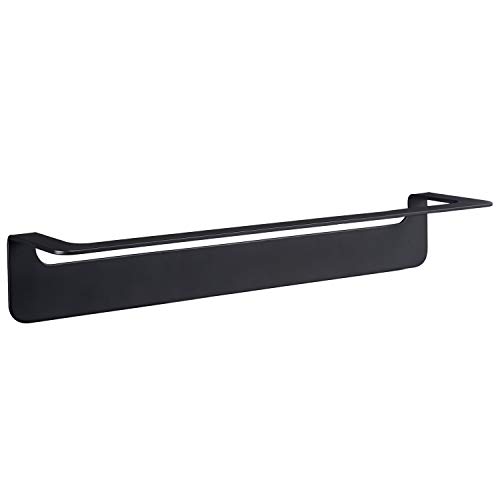 WEISSENSTEIN Toallero de barra 45 cm | Toallero adhesivo negro | Portatoallas de Pared | Toalleros de baño sin Taladro | Toallero lavabo Acero Inoxidable