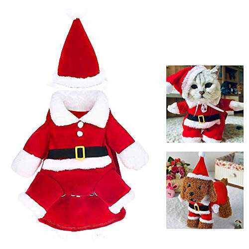 WELLXUNK® Disfraz de Papá Noel de Pet, Disfraz de Navidad para Mascotas, Disfraz de Navidad para Perros Lindo Santa Claus Ropa de Fiesta año Nuevo Divertido Disfraz para Fiestas de Mascotas (M)