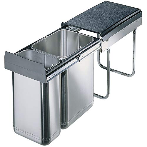 Wesco 757624-42 Edel-Double 30 DT - Cubo de basura para empotrar (254 x 385 x 475 mm, 1 x 20 / 1 x 10 L, 1 unidad)