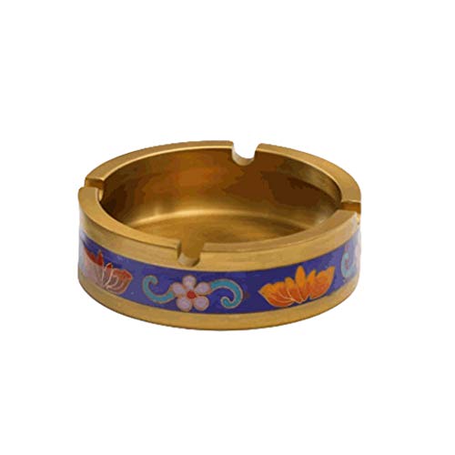 WFS Cenicero Cloisonne Esmalte cenicero Hecho a Mano Bandeja de Ceniza de latón Multifuncional Cloisonne Esmalte Color Ceniza Titular de la Ceniza decoración de Escritorio -2 Colores Ointerior