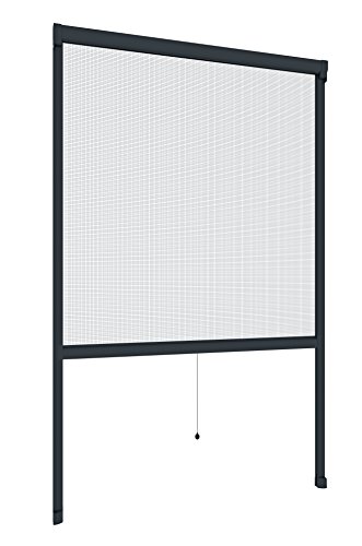 Windhager Persianas Cortina Enrollable, mosquitera, Marco de Aluminio para Ventanas, acortable Individualmente, 160 x 160 cm, Antracita, 04325