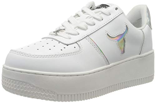 Windsor Smith POP Rosy Brave, Zapatillas Deportivas Mujer, White Silver Holographic, 36 EU