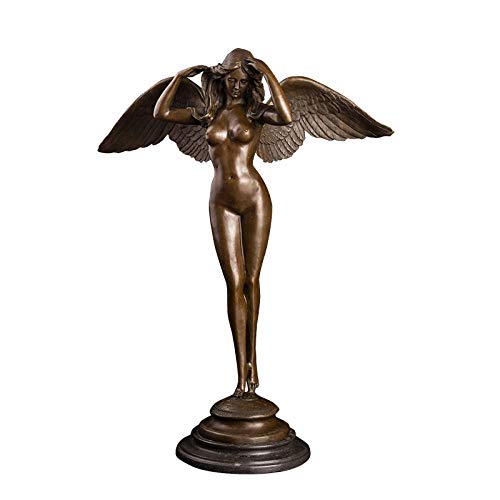 wlsdhjfo Figuritas Decoración Estatua de ángel Alado Occidental Europeo Antiguo Arte de estatuilla de NINFA de Bronce para decoración del hogar estatuilla