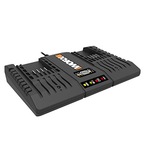 Worx WA3869 - Cargador doble (20 V, 2 x 1 Ah-WA3869), color negro y naranja