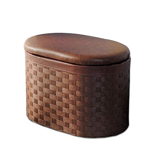 XBCDX Otomano de ratán de Almacenamiento Tejido, reposapiés Grande, Cofre de Juguete, Mesa de Centro, reposapiés, Asiento, Cuero, Muebles Hechos a Mano, decoración, marrón 60x40x38cm (24x16x15 pul