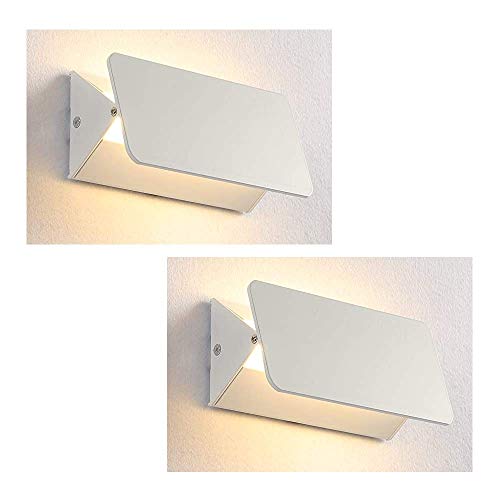 XIAJIA-2 Pcs 5W Aplique Pared Interior,Lámpara de lectura led,Dormitorio Lámpara de pared Interior,Moderna Apliques,Longitud 17.5 cm,AC85-265V,Blanco Cálido (cambiando la dirección de la luz)