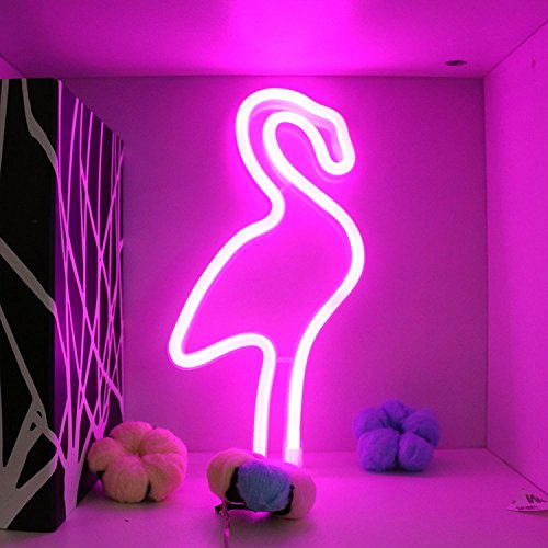 XIYUNTE Flamingo luz de neón Señales luminosas LED Flamenco señales de neón Iluminación de ambiente rosado Flamenco Iluminación de interior decoración para el dormitorio infantil, bar, navideña