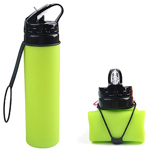 XJLJ Portátiles Tazas de Viaje Tetera telescópica de Silicona Senderismo al Aire Libre Viaje Taza Plegable de Gran Capacidad para Acampar al Aire Libre Senderismo (Color : Green)