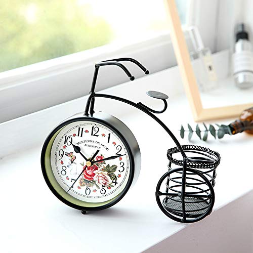 XUENI Bicicleta Tieyi Reloj Asiento en Silencio Estilo Europeo Creativa lapicera Pastoral Retro (Black)