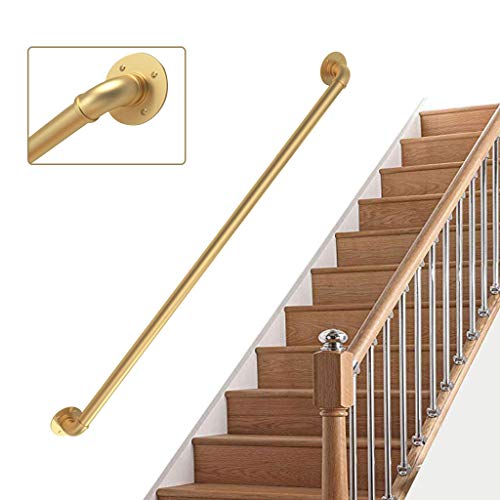 YERT- Barandilla Baranda de Escalera de Hierro Forjado de Estilo Industrial, barandilla Antideslizante Oro, barandilla de Seguridad Interior para Ancianos(Color: Dorado, tamaño:150cm)