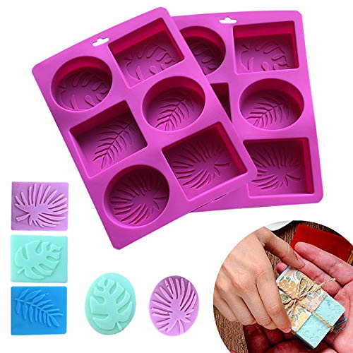 Yisscen Antiadherente Moldes para Hacer Jabón, Ovalada y Forma de Jabón Rectangular, para Jabones Artesanales de Bricolaje Molde para Velas de Molde para Hornear Magdalenas y Magdalenas(Rosa)