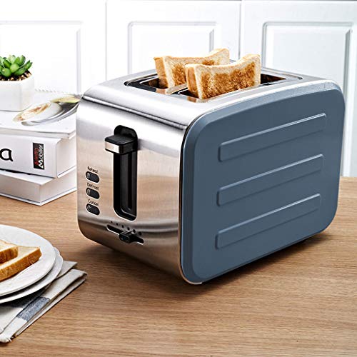 YQ&TL Automático 2 rebanadas Tostadora Acero Inoxidable Conductor Inicio Desayuno Máquina Pan 7 Toast Sombra Configuraciones Descongelamiento Apagado automático Diseño Exclusivo, Gris Oscuro