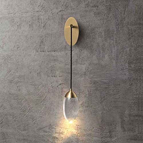 YXNKK Lámpara de Pared Vintage Minimalista LED, Aplique de Pared Retro, Lágrimas de Cristal, Luces de Pared Dormitorio Clásica, con Alambre Colgante Ajustable 120cm, para Sala de Estar, Luz Calida 5W