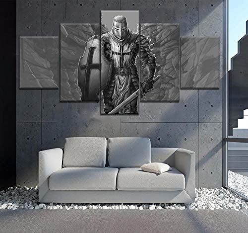 Yxsnow 5 Cuadro sobre Lienzo Marco De Madera Mural HD Caballero Templario Impresiones En Lienzo Halloween