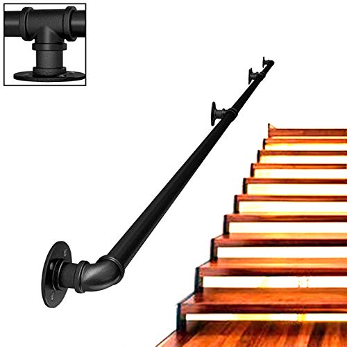 ZCFXGHH Pasamanos Baranda de Escalera de Tubo de Hierro Forjado de Estilo Industrial, Baranda de Escalera Antideslizante para Interiores y Exteriores de,Tamaño Personalizable |,2ft/60cm