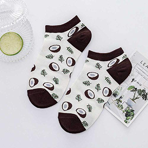 ZHANGNUO Calcetines para Botes De Frutas Primavera Y Verano Calcetines Femeninos De Algodón De Boca Baja Peinados De Boca Baja Talla única: Calcetines fruteros/Modelo de Fruta de Coco