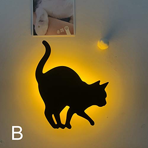 Zhizhuo - Luz nocturna para gatos, sensor de luz de voz, luz nocturna, lámpara de proyección LED, lámpara de pared, silueta luces de animal, luz para dormitorio