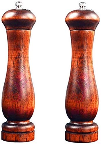 ZKDY Pequeña Amoladora Madera Sal Pimienta Mills Conjunto, amoladoras, Especias Molinos de Mano Shaker Vinagrera Fuerte núcleo de cerámica Ajustable amoladoras de Sal y Pimienta (Size : 20.3cm)