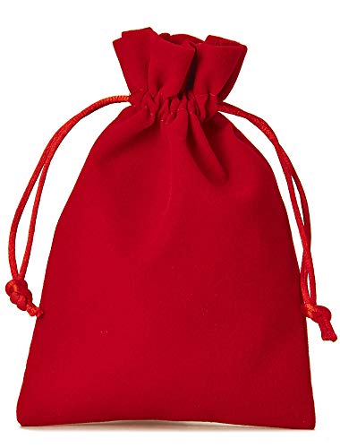 10 bolsitas de terciopelo con cordón para cerrar, tamaño 30x20 cm, bolsa para regalos de navidad, cumpleaños, joyas y otros detalles hechos a mano (rojo)