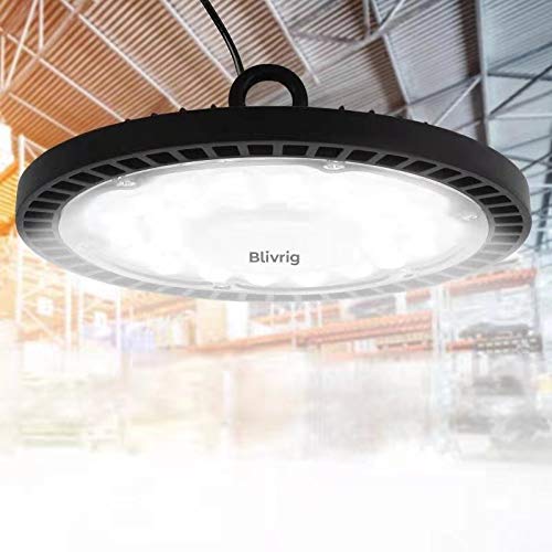 100W UFO LED Lámpara Alta Bahía,Blivrig Blanco frío 6000K,Super Brillante Iluminación Comercial para Almacén, Garaje, Fábrica, Taller, Gimnasio, Sótano (1pack, 100W)