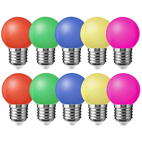 10X E27 Bombilla de Color 1W Vistoso LED Lámpara 100LM Globo Colores LED Material de PC Conveniente para Decoración AC220V-240V