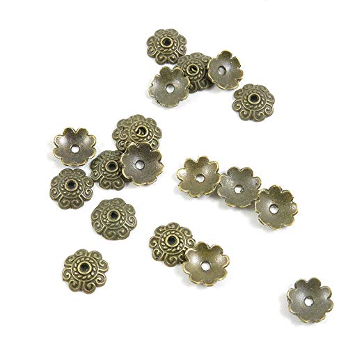 1190 piezas de joyería de tono bronce antiguo J5VW1U cuentas espaciadoras de flores, tapas de cuentas de 8 mm para manualidades, manualidades y manualidades