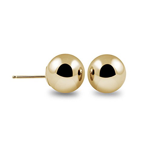 14 K Amarillo Bola Pendientes de alto pulido 3 mm – 10 mm 14 K con silicona protección oro pushbacks