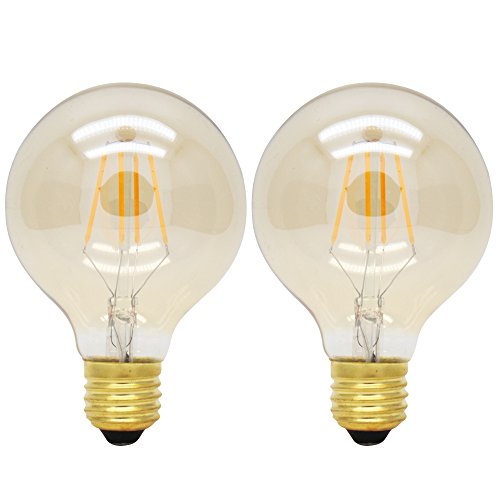 2X E27 Bombilla Edison LED Dimmable 4W Bombilla Filamento LED Blanco Cálido 2200K G80 Bombilla Retro Vintage 400LM Filament LED AC 220V