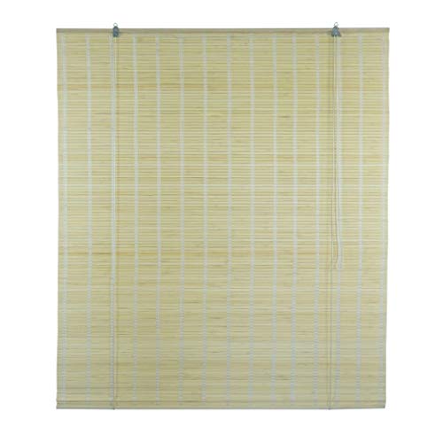 6 modelos 14 medidas de estores de bambú cortina de madera persiana enrollable (110 x 225 cm, Natural)