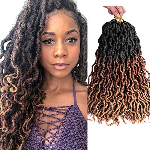 7 paquetes/lote Goddess Faux Locs Crochet Hair 20 Inch Soft Gypsy Loc Wavy Crochet Braids Curly Wavy Twist Braiding Trenzado Dreadlocs Extensiones de cabello sintético (T1B/30/27#)