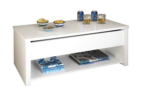 Abitti Mesa de Centro elevable, Color Blanco para Comedor o Salon, 100x50x40