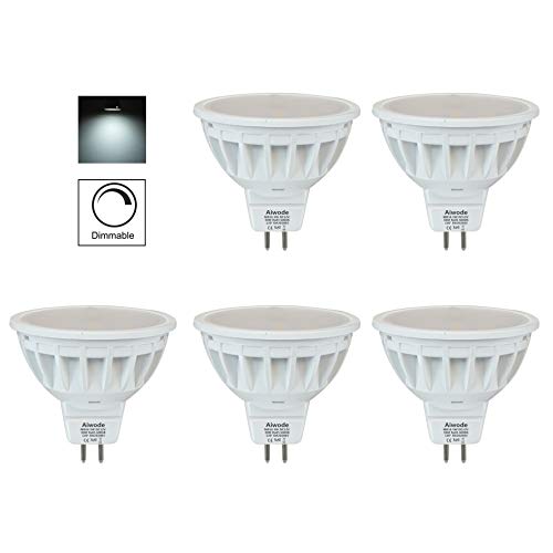 Aiwode Regulable 5W MR16 Bombillas LED GU5.3 Reflector,Blanco Frio 6000K,Equivalente 50W 540LM RA85,Paquete de 5.