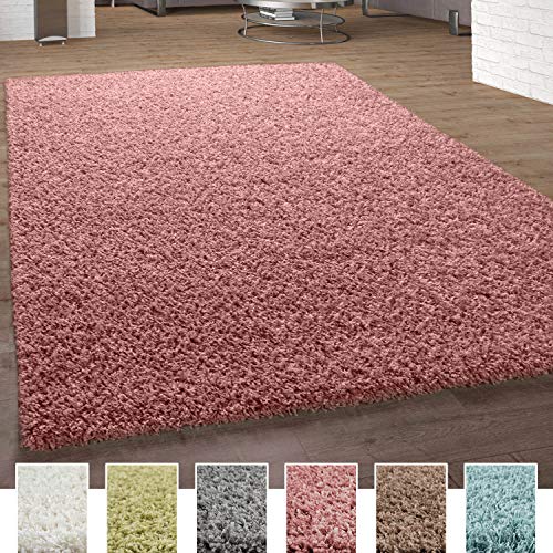 Alfombra Shaggy De Pelo Alto Y Largo Pastel En Distintos Colores, tamaño:120x170 cm, Color:Rosa