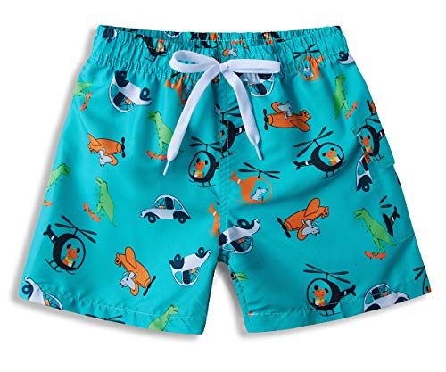 ALISISTER Bañador Niño Novedad 3D Helicóptero Gráfico Natación Shorts 8-10 años Elastic Waistband Vacation Beach Boardshorts con Forro de Malla