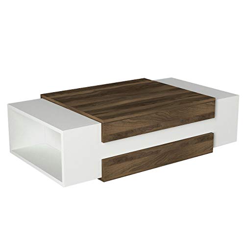 Alphamoebel Mesas auxiliares, Material de Madera, Color Blanco Nogal, 110 x 57 x 31 cm