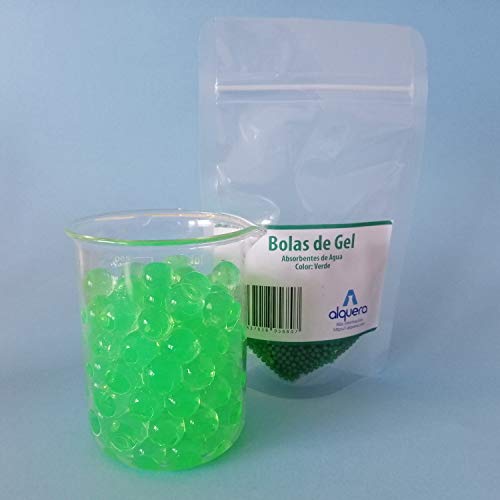 Alquera Bolas de Gel para Decoración. Hidrogel para Plantas 100g. Color Verde