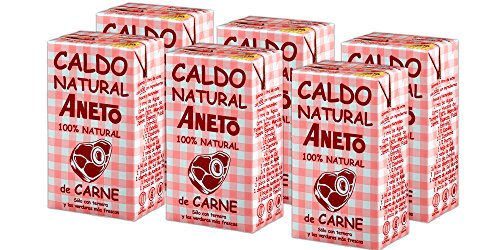 Aneto 100% Natural - Caldo de Carne - caja de 6 unidades de 1 litro