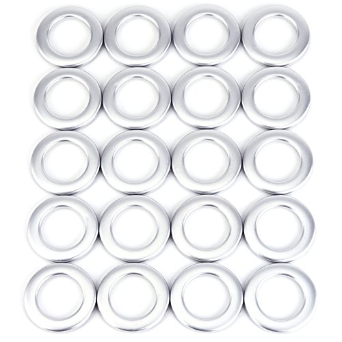 Anladia 20pcs Ollao Redondo a Presión Anillos Ojales para Cortinas y Barras, 35.5mm de Diámetro Interno，55mm de Diámetro Externo (Plata Mate)