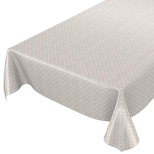 ANRO - Mantel de Hule para Mesa de Hule, diseño de Lunares, Color Beige Liso, 240 x 140 cm, 240 x 140 cm, Borde Cortado