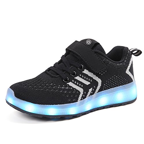 Ansel-UK LED Zapatos Verano Ligero Transpirable Bajo 7 Colores USB Carga Luminosas Flash Deporte de Zapatillas con Luces Los Mejores Regalos para Niñas Niños Cumpleaños Navidad Reyes Mango