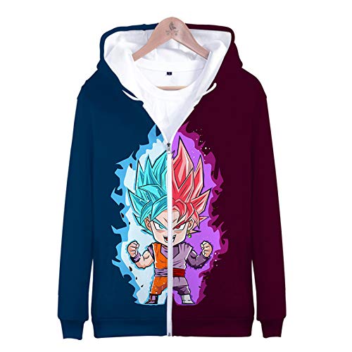 AQWD-Dragon Ball-Impresión 3D, Sudadera con Capucha Unisex De Manga Larga, Pulóver con Cremallera para Hombre, Sudadera Casual, Chaqueta Y Ropa para Niños Hoodies-C/XXX-Large