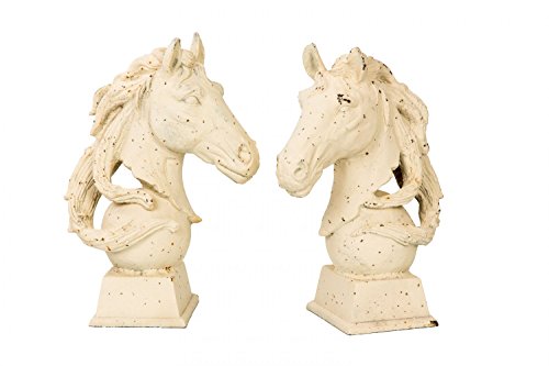 aubaho 2X Cabeza de Caballo Escultura Figura del Caballo de Hierro 28kg Caballo de