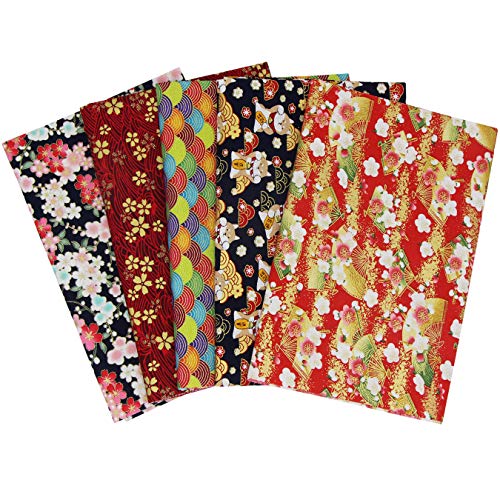 aufodara 5 piezas Tela algodón Telas Japonés Bronceadora Estampada Patchwork 50 x 50cm Cuadrada Algodón Para Coser DIY Telas Decorativas Costura Retales Tela Quilting Scrapbooking (Rojo Navyblue)