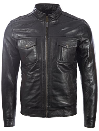 Aviatrix Hombres Muy Estiloso Suave Cuero Auténtico Chaqueta De Moda Moto (2ZCV)