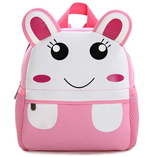 BAIGIO Mochila Infantil Kindergarten,Pequeñas Mochilas Bolsas Escolares de Dibujos Animados Animales para Niñas Primaria Linda Bolso Bebe Guarderia Preescolar para 2-7 Años (Conejo, 26 * 10 * 32cm)