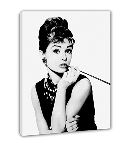 BaikalGallery Lienzo Audrey Hepburn Desayuno con Diamantes. TAMAÑO 50x70cm. (M1038) Impreso en Canvas de algodón de 320 gr.Tensado sobre Bastidor de Madera de Pino de 2 cm de Grosor. Acabado Mate