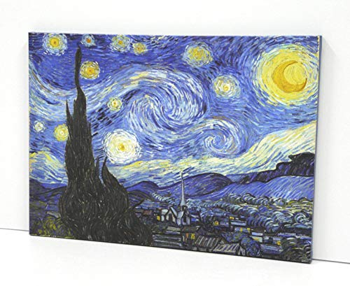 BaikalGallery Lienzo Van Gogh - LA Noche Estrellada- Impreso en Canvas de algodón de 320 gr.- Montado sobre Bastidor de Madera de Pino de 2 cm de Grosor. Acabado Mate. (75x100cm)