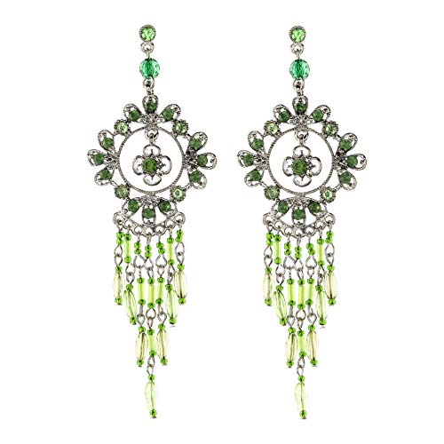 behave mucher Pendientes colgantes de flores vintage hecho de Metal base - verde - 11cm tamaño